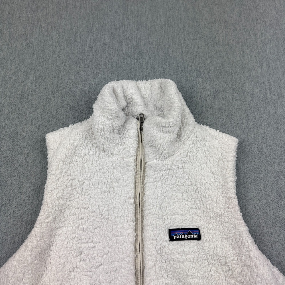 Patagonia Vest Women Small White Los‎ Gatos Fleece Full Zip Fuzzy Pocket 25215 - Picture 2 of 13